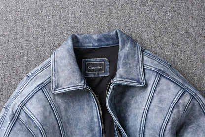 2025 New Luxury Unisex Cowhide Jacket - Short Cut Relaxed Fit Leather Biker Style Coat