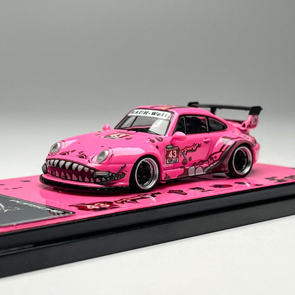 In-Stock Flame 1:64 Rwb 993 964 Pink/Green Dinosaur Paint Simulation Alloy Miniature Die-Cast Car Model Custom Children Toy Gift