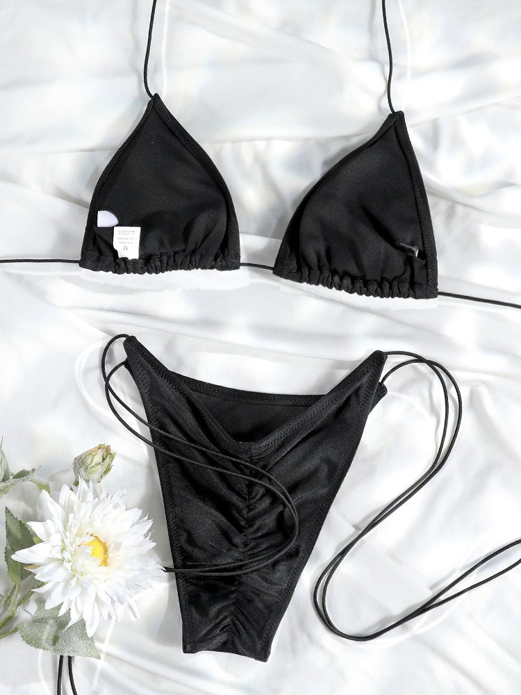 Rinabe Blue Two-Piece Suit Women's Swimsuit Push Up Solid Bikini Set Beachwear Low Waist Bathing Suits Female Swim Suits