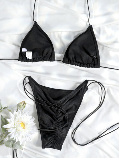 Rinabe Blue Two-Piece Suit Women's Swimsuit Push Up Solid Bikini Set Beachwear Low Waist Bathing Suits Female Swim Suits