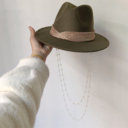 Vários chapéus DIY Chapéu Fedora com novos acessórios de corrente dourada, chapéu de inverno jazz hip-hop, chapéu de viagem, chapéu estilo punk, chapéu de igreja ????? ???????