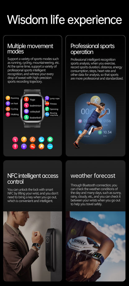 2026 New Air Pump+Air Bag+NFC Health SmartWatch Precise Blood Pressure Blood Fat Monitoring Voice Call Smartwatch For Men Women