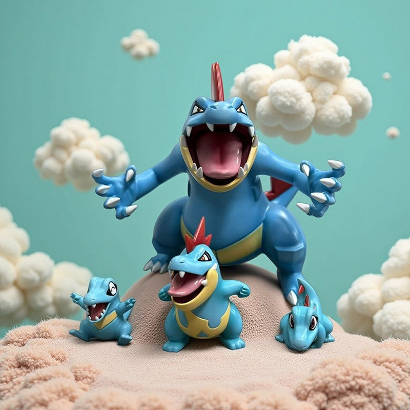 Desenho Animado Anime P0kemon Totodile Croconaw Feraligatr Boneco de Ação Modelo de Estátua de Mesa Brinquedo de Presente