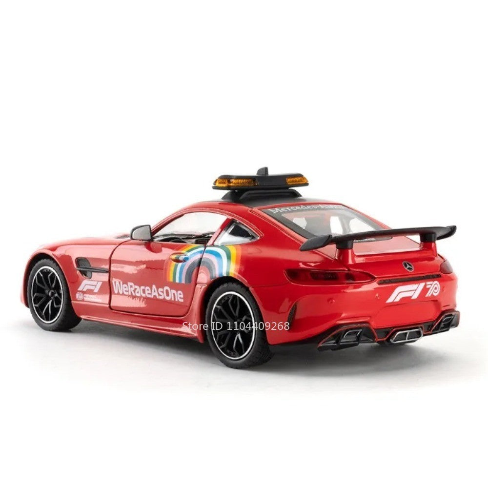 1:24 GTR F1 Segurança 300SL Carro Esportivo Modelo Brinquedo Liga Fundido Som Luz Amortecedor Modelos de Veículos em Miniatura Coleção Presente