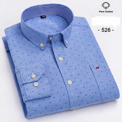 over size 7XL100%Cotton Oxford long-sleeve shirts for men slim fit formal plain shirt office white clothes elegant business tops