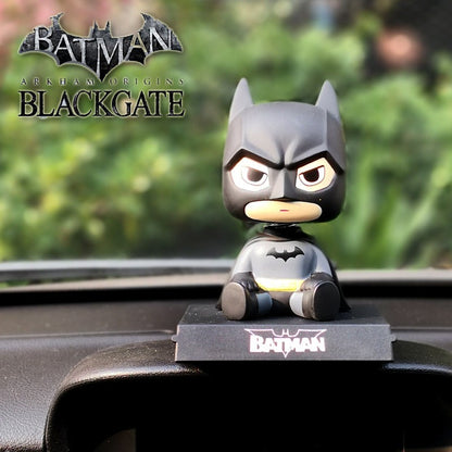 Versão Q do Boneco Batman Toy Figures Desenho Animado Bobble Head Enfeites de Carro Os Vingadores da Marvel Boneco do Capitão América Homem-Aranha