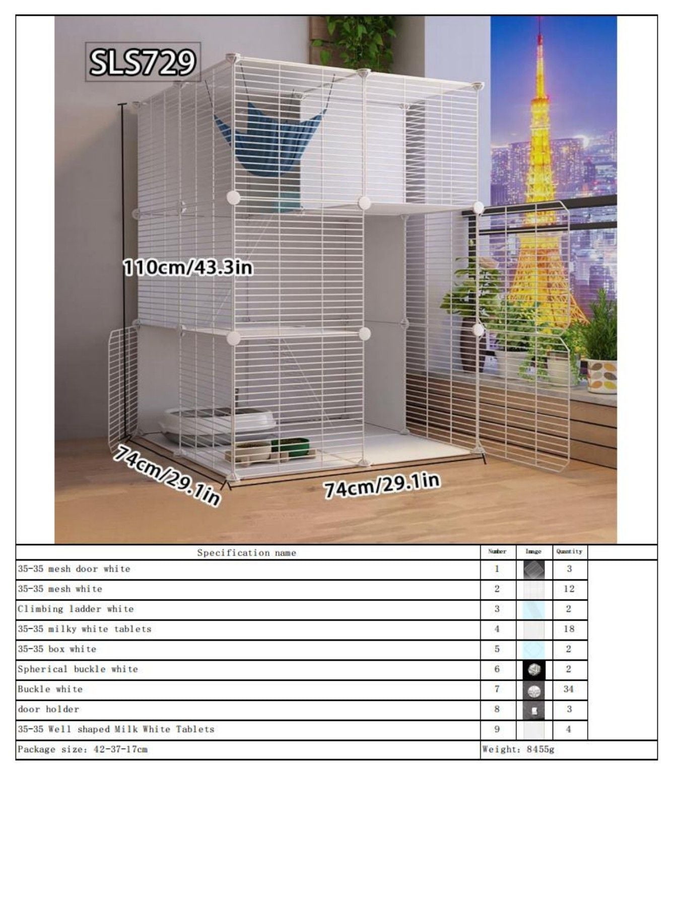 Gaiola para Gatos para Uso Doméstico, Casa para Gatos Interna com Espaço Livre, Abrigo para Gatos, Ninho para Gatos, Gaiola para Pets, Vila para Gatos Pequenos de Três Andares