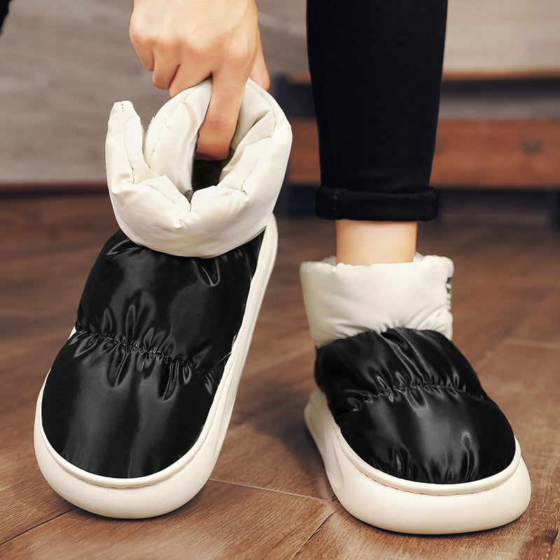 Outdoor Plush Warm Men's Snow Boots Winter Couple Cotton Shoes Down Non-Slip Waterproof Fashion Kids Shoes Slip on Soft Sneakers