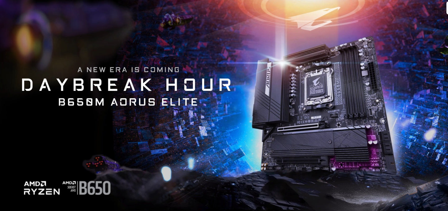 Placa-mãe GIGABYTE B650M AORUS ELITE Micro-ATX AMD B650 DDR5 M.2 192G para processadores AMD Ryzen séries 7000/8000/9000 Socket AM5