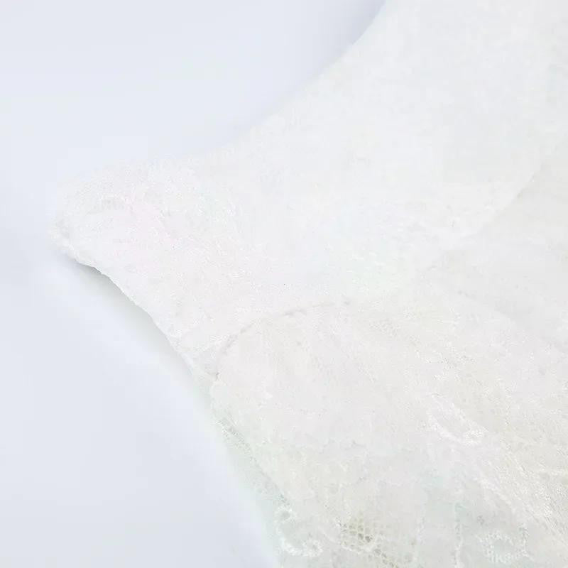 Lace Tulle Skirt A-line Miniskirt Black Solid Low Waist Tiered Lace Shorts Skirts Womens White Fairycore Micro Boho Skirt