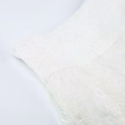 Lace Tulle Skirt A-line Miniskirt Black Solid Low Waist Tiered Lace Shorts Skirts Womens White Fairycore Micro Boho Skirt