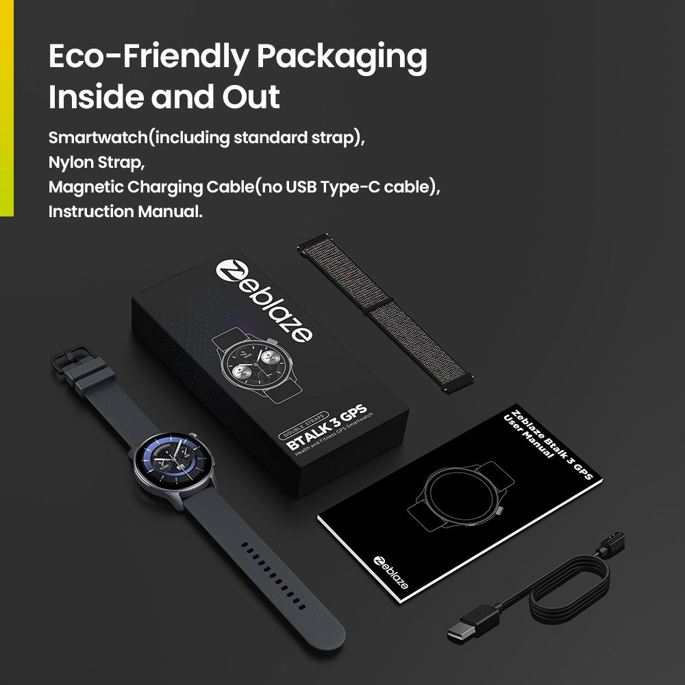 Novo Smartwatch Zeblaze Btalk 3 GPS Tela AMOLED de 1,43" Pulseiras Duplas Fazer/Atender Chamadas Monitoramento de Frequência Cardíaca SpO2 Estresse