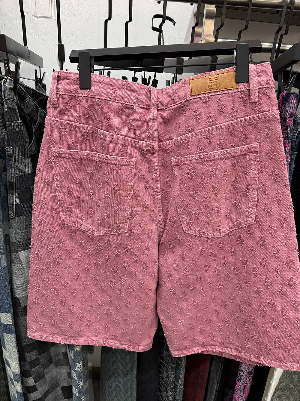 New Summer Men Distressed Short Jeans Vintage Jacquard Straight Leg Men's Denim Shorts Pants