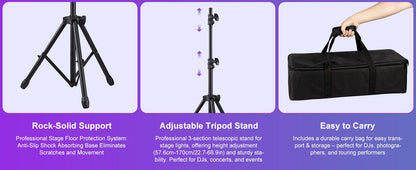 80W 7in1 RGBW LED Effect Lights Bracket Lights W/Bag Magic Ball Lights Remote Control Stage Lighting for DJ Disco Party Theater