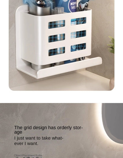 Bathroom Shelves Multifunctional Washbasin Storage Tube Toothbrush Razor Storage Rack Wall-mounted Bathroom Supplies