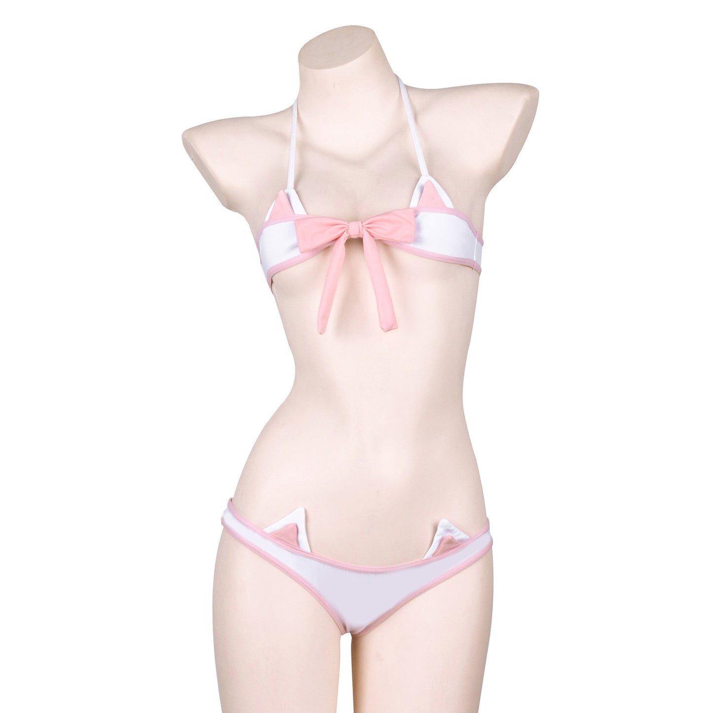 2025 Striped Halter Micro Bikini Set Lolita Kawaii Swimsuit Backless String Tied Bathing Suit