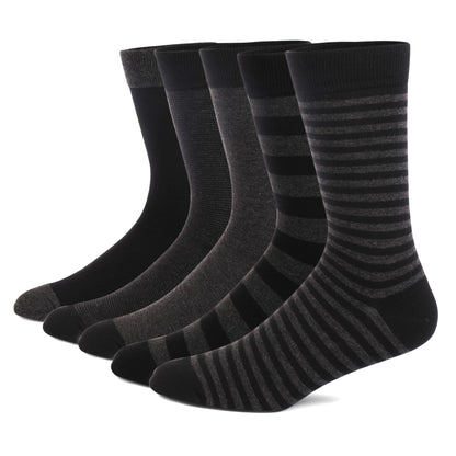 5 Pairs Mens Dress Socks Plus large Size?High Quality Combed Cotton Crew Socks?Black Cool Argyle Breathable Casual Socks for men
