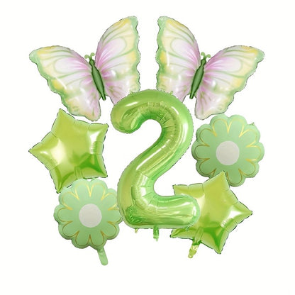 7 Green Butterfly Balloon Luminous Latex with Star Floral Decor Princess Birthday Anniversary Home Party Garland Decor Supplies