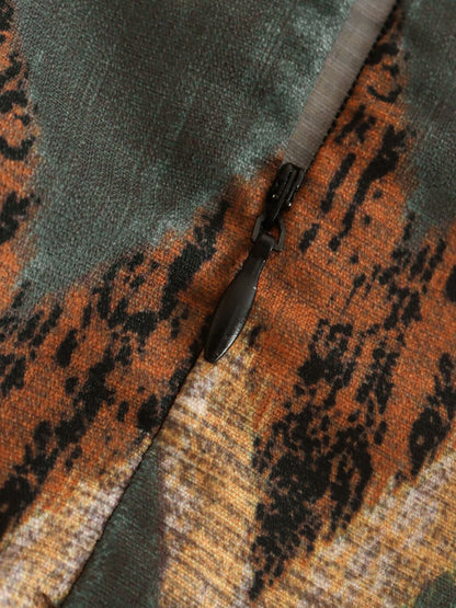 KEYANKETIAN  New Vintage Geometric Print Mini Skirt Knotted Sarong Beaded Fringe Wrap Vestidos Casual Zip Short Skort Mujer