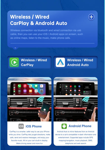 Wireless Android Auto For BMW 3 4 Series F30 F31 F32 F33 F34 F35 F36 CIC NBT EVO 2011-2020 Carplay Interface Mirror Link Airplay