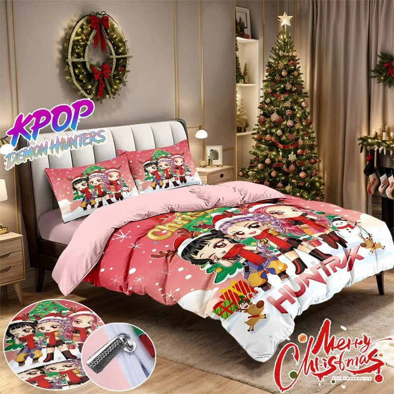 Kpop Demon Hunters Huntrix Bedding Set - Single to King Size, Anime Print Duvet Cover Sets for Adult Bedrooms