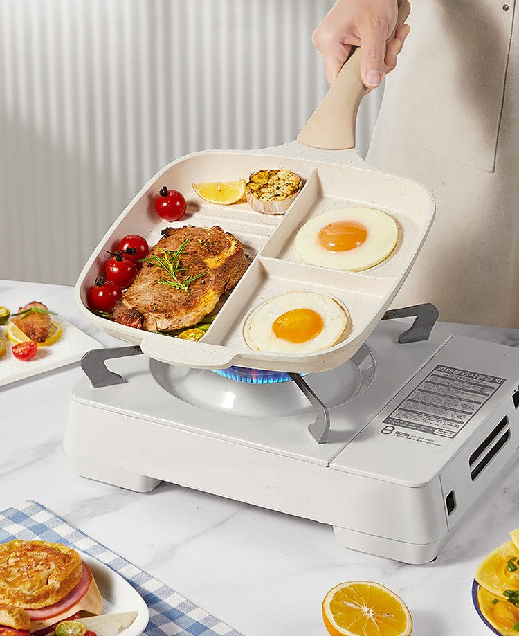 COOKER KinG Egg Frying Pan Three-in-one Non-stick Pancake Pans Breakfast Steak Flat-Bottomed Pan for Gas Stove Induction Cooker