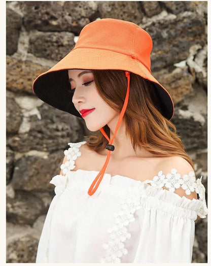 Chapéu de Pescador Feminino, Proteção Facial para o Verão, Protetor Solar, Chapéu de Sol de Aba Larga, Dupla Face e Versátil de Celebridades da Internet