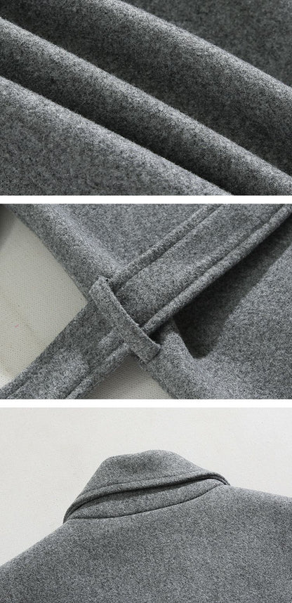 Winter Thick Woolen Coat Men Warm Fashion Solid Colors Oversized Long Wool Blends Coat Men Korean Loose Coat Mens Overcoat Q30