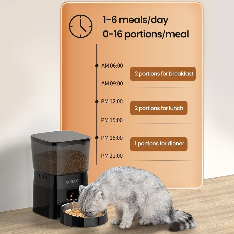 ROJECO Alimentador Automático de Animais de Estimação Versão com Botão Acessórios para Dispenser Automático de Comida para Gatos Alimentador Inteligente para Gatos e Cães Comida Seca
