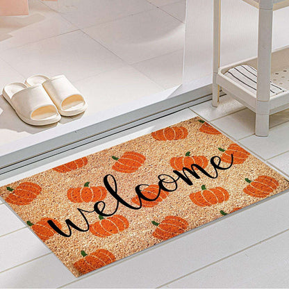 Non-Slip Pumpkin Welcome Mat, Fall Decor Outdoor Entrance Rug, Kitchen Bedroom Bathroom Living Room Autumn Halloween Decor