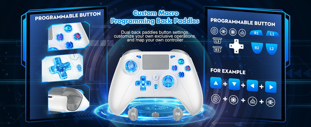 Game Controller For PlayStation 4/PS4 Pro/Slim/PS3/PC/IOS/Switch Wireless Gamepad,W/Turbo Dual Vibration 6-Axis Gyro 3.5mm Jack