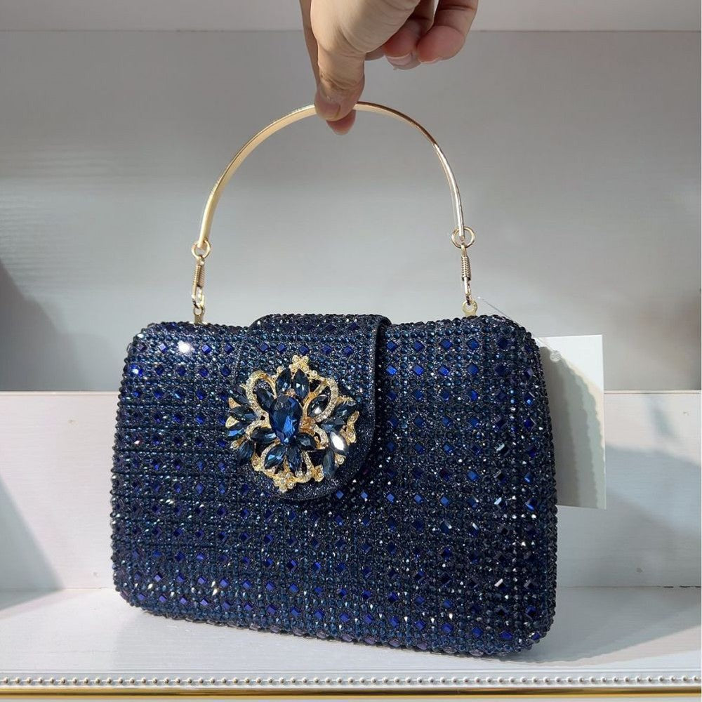 Sparkling Rhinestone Clutch Bag Lady Crystal Evening Purse Luxury Metal Handle Chain Handbag Wedding Party Dinner Diamond Bags