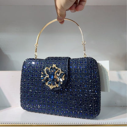 Sparkling Rhinestone Clutch Bag Lady Crystal Evening Purse Luxury Metal Handle Chain Handbag Wedding Party Dinner Diamond Bags