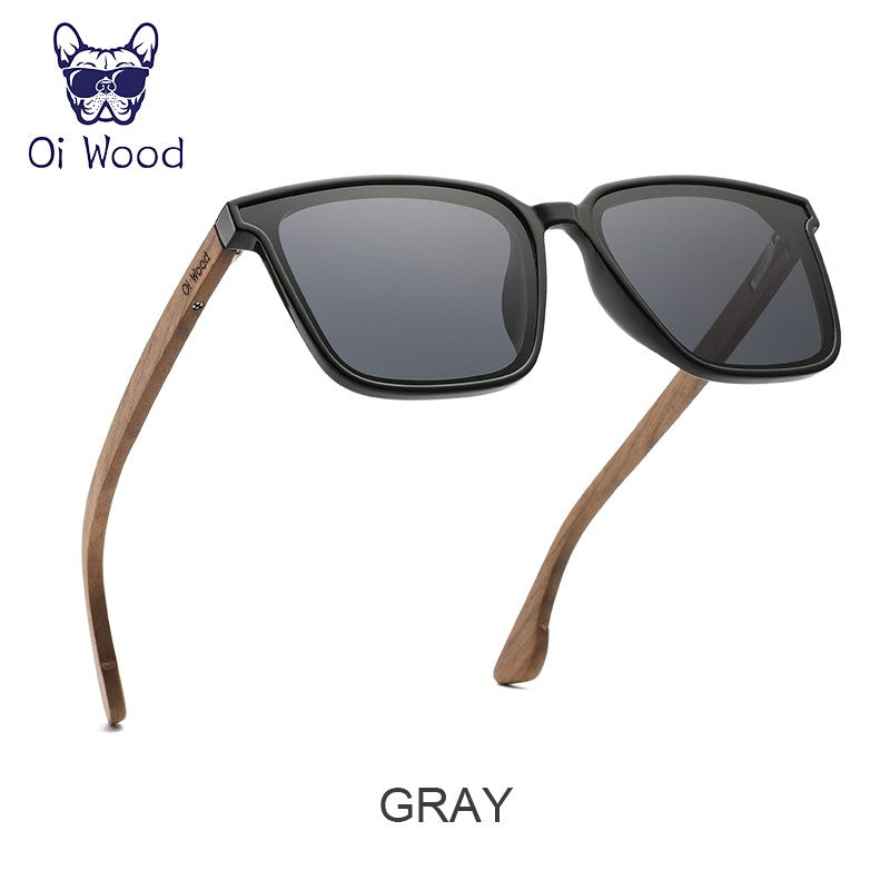 Oi Wood Óculos de Sol Quadrados para Homens e Mulheres Óculos de Madeira Lentes Azuis Polarizadas Óculos Masculinos Óculos de Luxo
