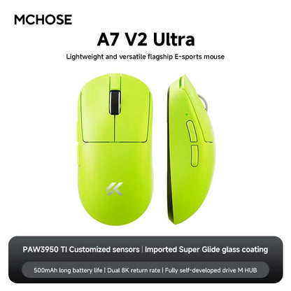 MCHOSE A7 Ultra Mouse Gamer Sem Fio Sensor de Alta Precisão Pixart3950 Design Leve Taxa de Polling de 8000Hz Chip Principal Realtek
