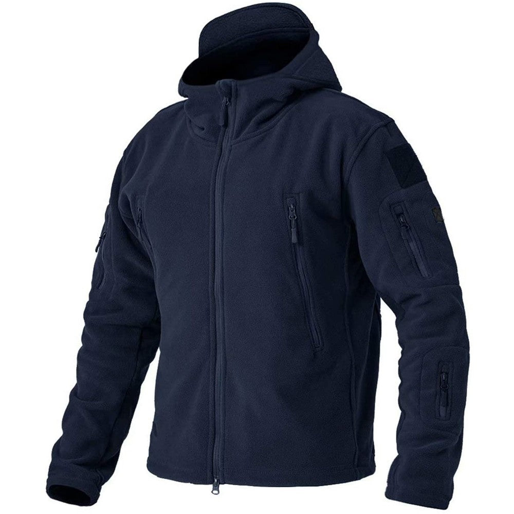 TACVASEN Winter Hooded Coats Mens Fleece Jackets Full Zip Up Multi-Pockets Fishing Hiking Climbing Outerwear Causal Parka Tops