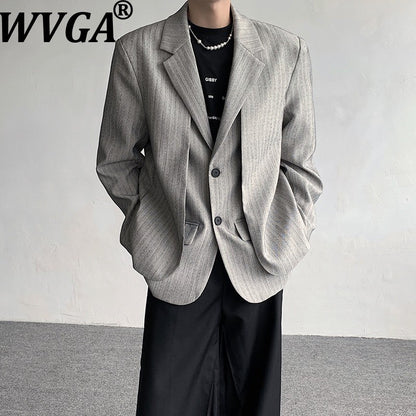 WVGA Spring Autumn New Man Tide Fake Two-Piece Turn-Down Collar Suit Jacket Niche Chic Casual Long Sleeved Blazer Ins Y2K W14146