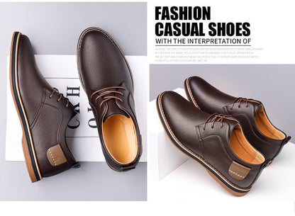Men's Casual Business Leather Shoes Men Fashion Lace-up Derby Shoe Mens Light Comfortable Outdoor Driving Flats