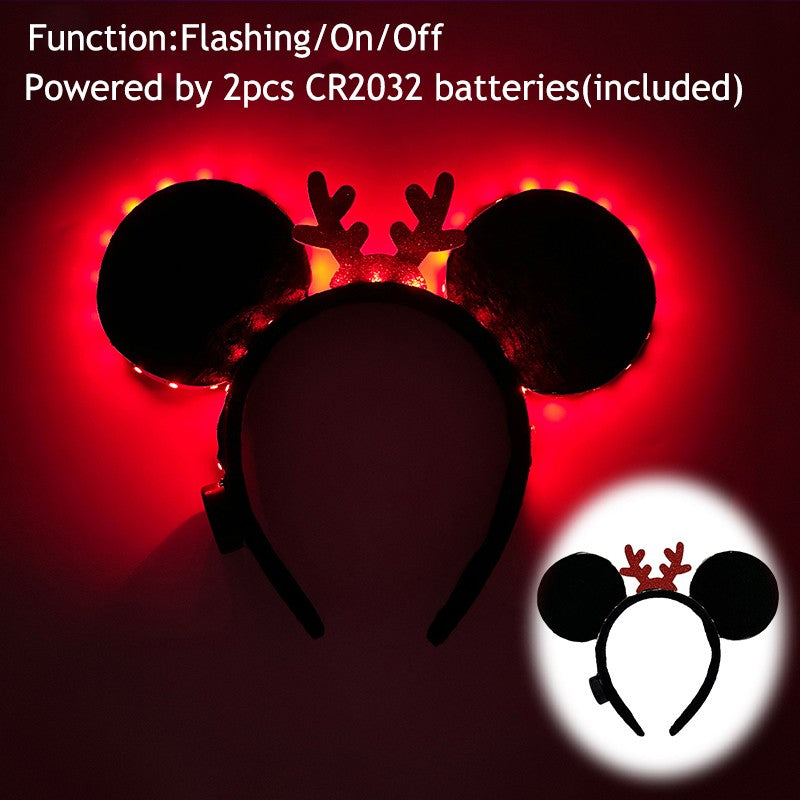 1/2pcs LED Glowing Neon Mouse Ears Headband Girls Festival Headbands Mickey Hairband Children Birthday Party Hair Accessories