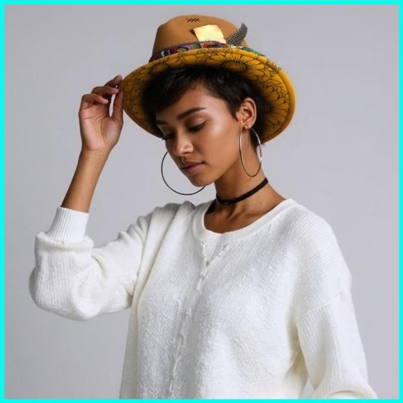 Friendly Cotton Blend Western styles Hat Braided Band Decoration Unisex
