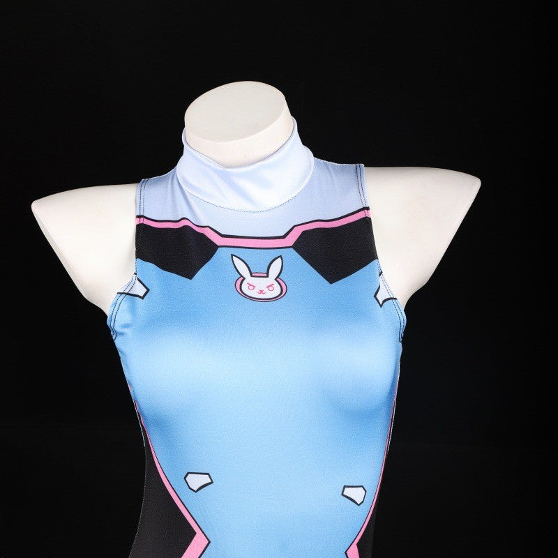DVA Cosplay Swimsuit Game Printed Jumpsuit Women Sexy One-Piece Bathing Suit Halloween Costume
