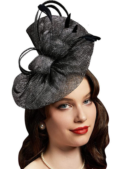 Chapéu Fascinator Feminino Pillbox Kentucky com Pena Derby Sinamay Fascinator Tiara Chapéu Fascinator para Chá para Coquetel