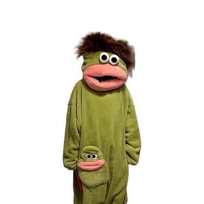 Hot Big Mouth Monster Cute Funny Onesie Pajamas Thickened Coral Fleece Homewear For Couples Men Women Autumn Cartoon Pajamas