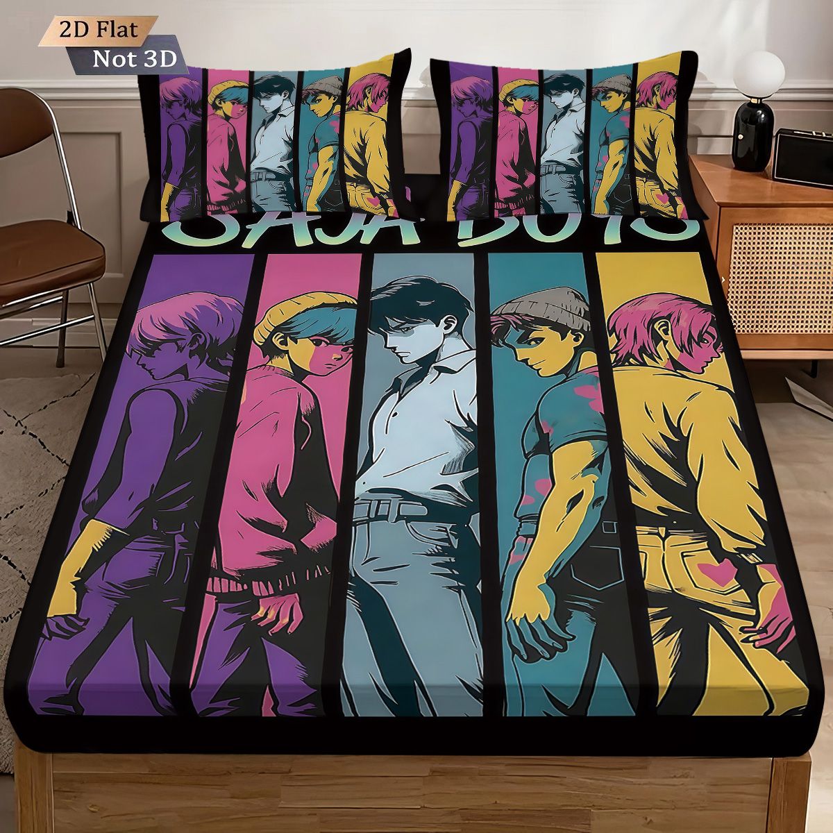 3pcs k-pop Saja Boys Printed coreless Bed Sheet Set Multi Size Soft Bed Cover Bedroom Bedding Decoration Machine Washable