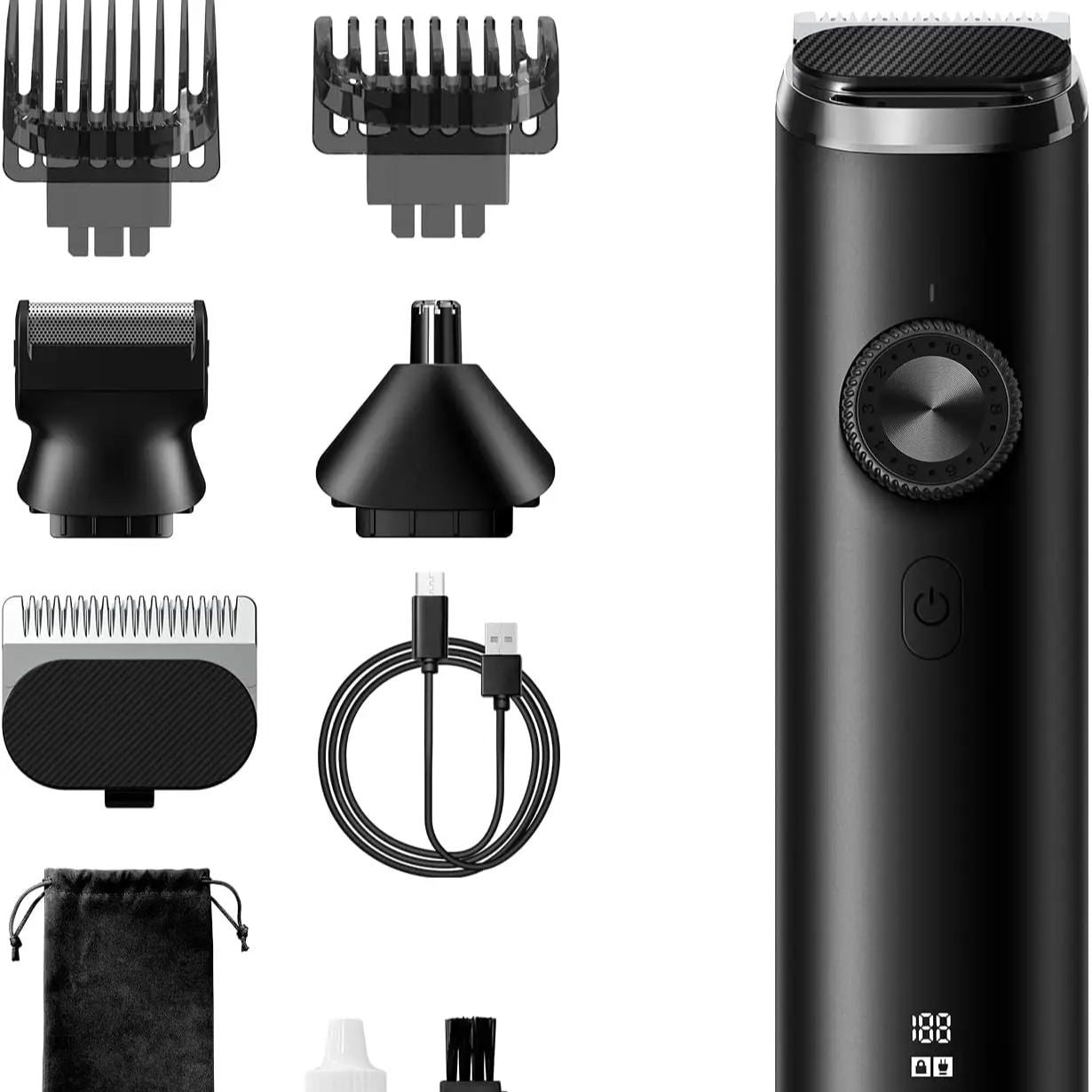 SEJOY F3 Electric Hair Clipper Multifunctional Men's Hair Nose Trimmer Cordless Professional Electric Shaver Men's Razor,Black