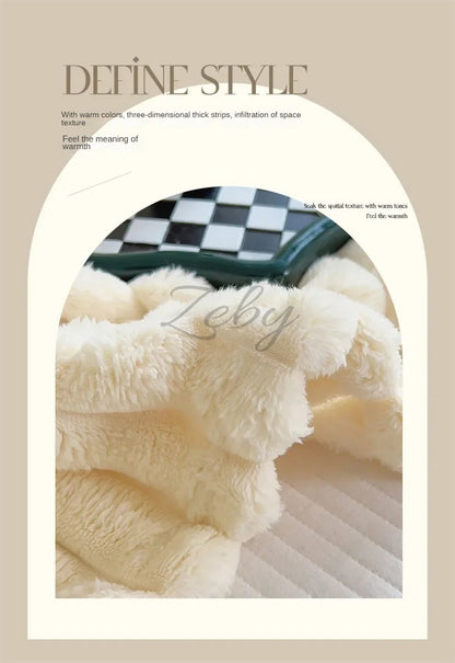 Imitation Rabbit Velvet Spring Autumn Warm Blankets or Blanket and Pillowcase Soft Fluffy Warmth Throw Blankets for Sofa Napping