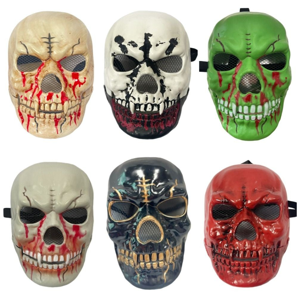 Bloody Effect Moving Mouth Skull Mask Adjustable Realistic Scary Skull Headgear Funny Spooky Halloween Skull Masks for Women Men