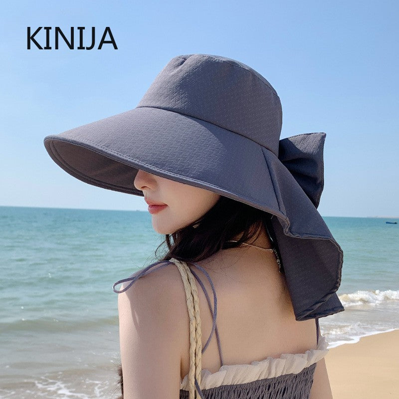 summer sun hat female sunscreen UV face protection neck protection outdoor cycling mountaineering beach large brim hat