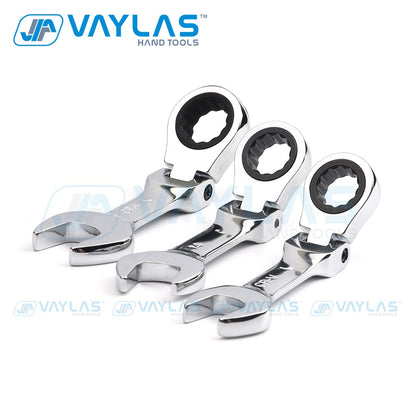 1 chave catraca mini 6-19mm, ferramenta de chave fixa ultracurta, chave catraca com cabeça flexível, chave combinada curta 72T Aço CR-V