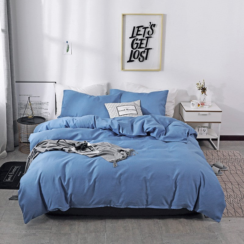 Capa de Edredom Nórdica Lixada Cor Sólida 220x240 Solteiro Casal Queen King Conjunto de Roupa de Cama Simples Fronha Roupa de Cama (Sem Lençol)